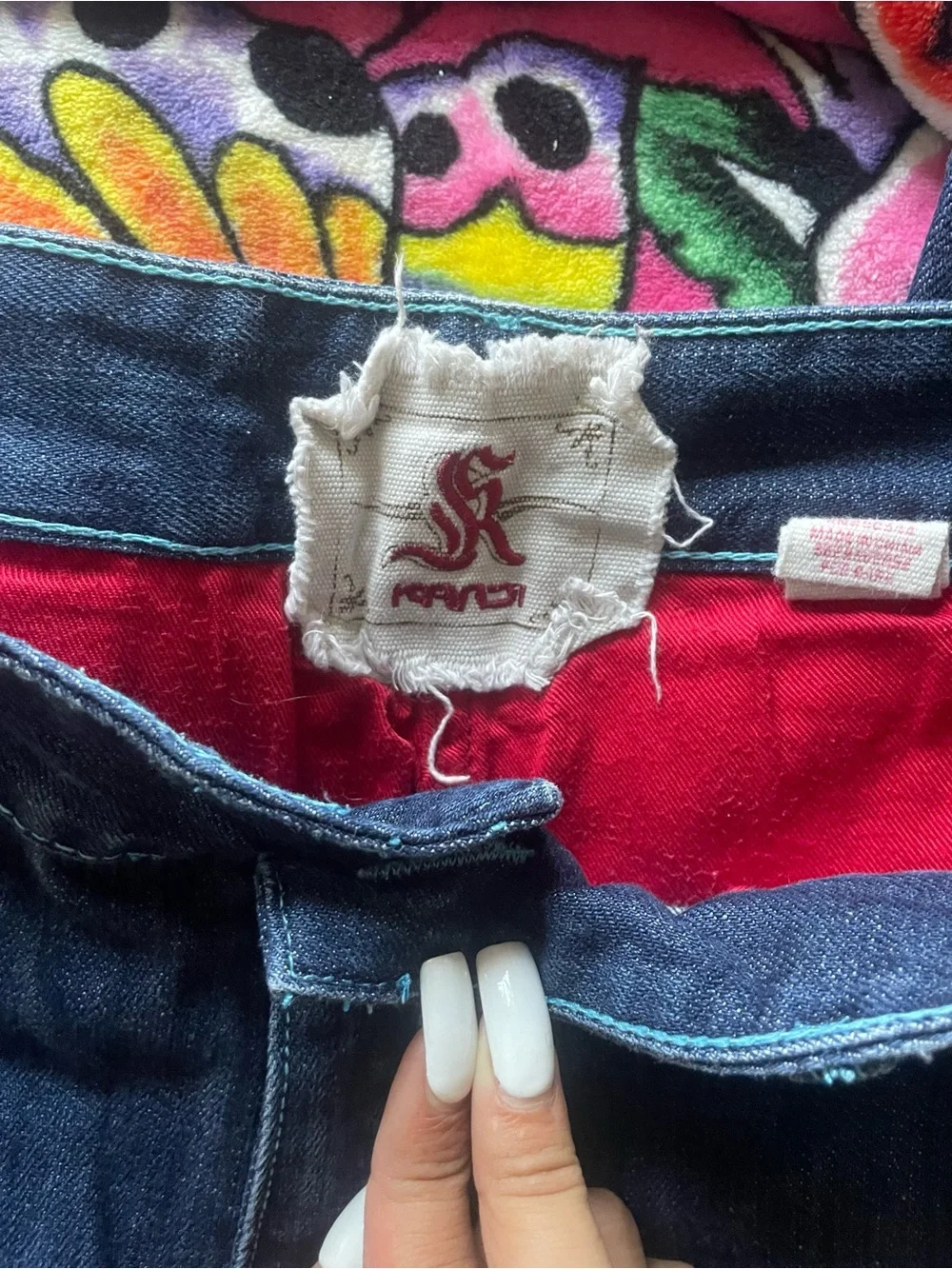 Men's Dark Blue Embroidered Koi Jeans